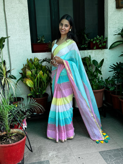Multi Colour Mul Cotton Saree