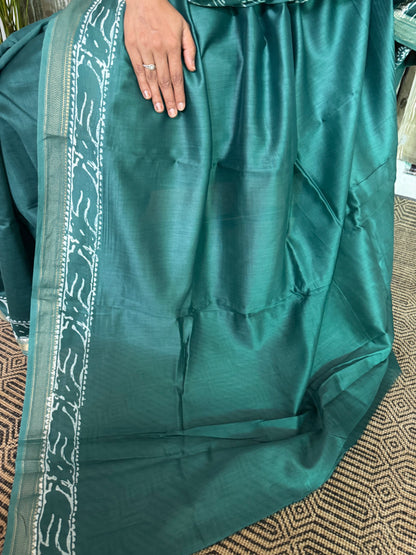 Green Maheshwari Silk Zari Saree