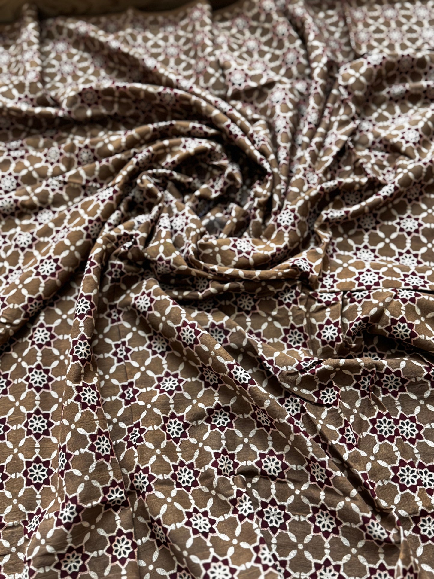Black Applique Patchwork Mul Cotton Tagai Ajrakh Saree