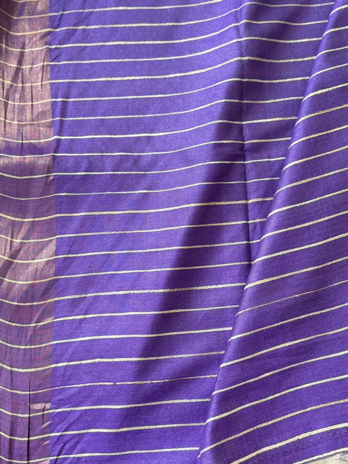 Purple Pure Tussar Moonga Silk Madhubani Handpainted Saree
