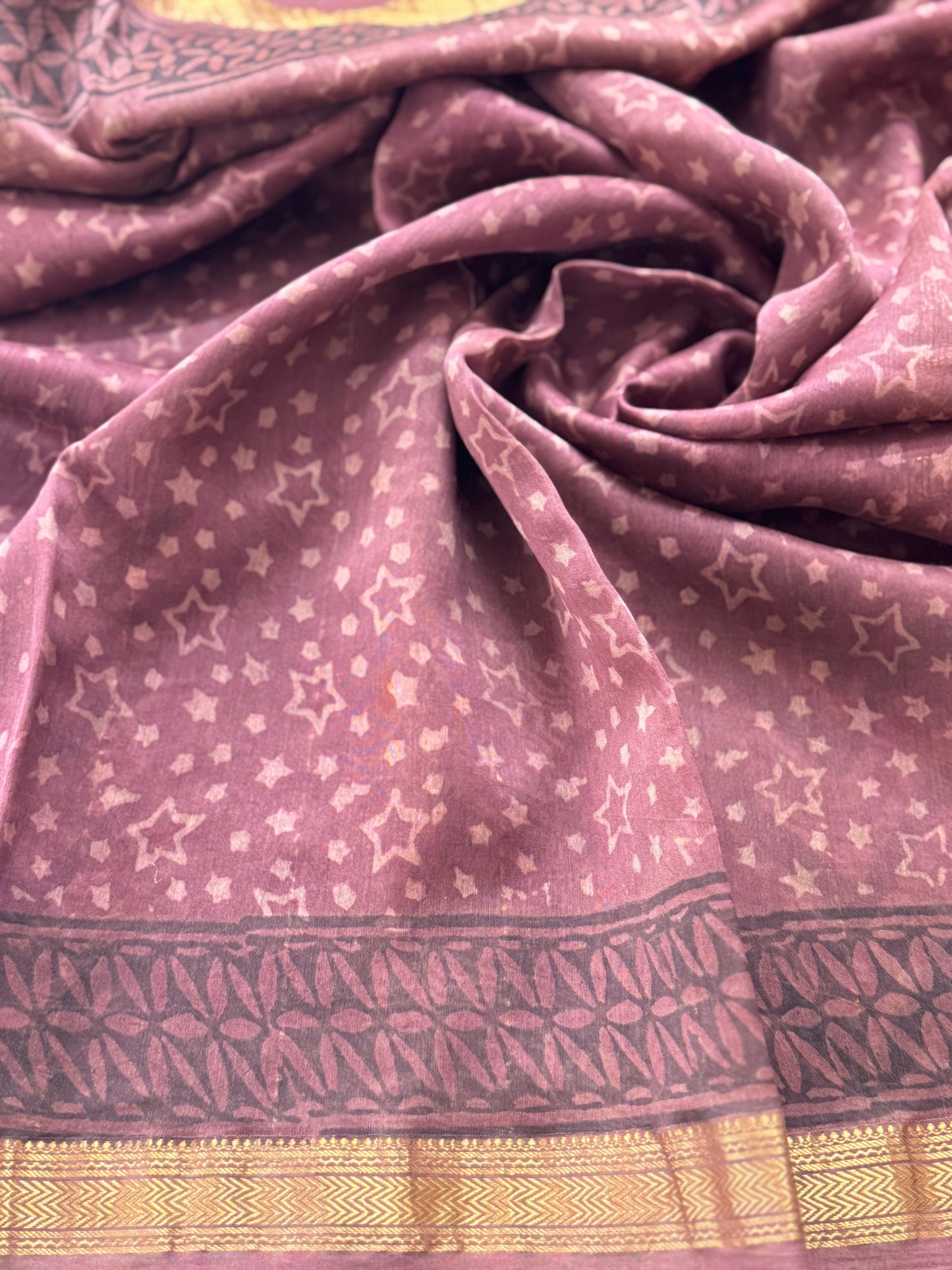 Brown Maheshwari Cotton Zari Saree
