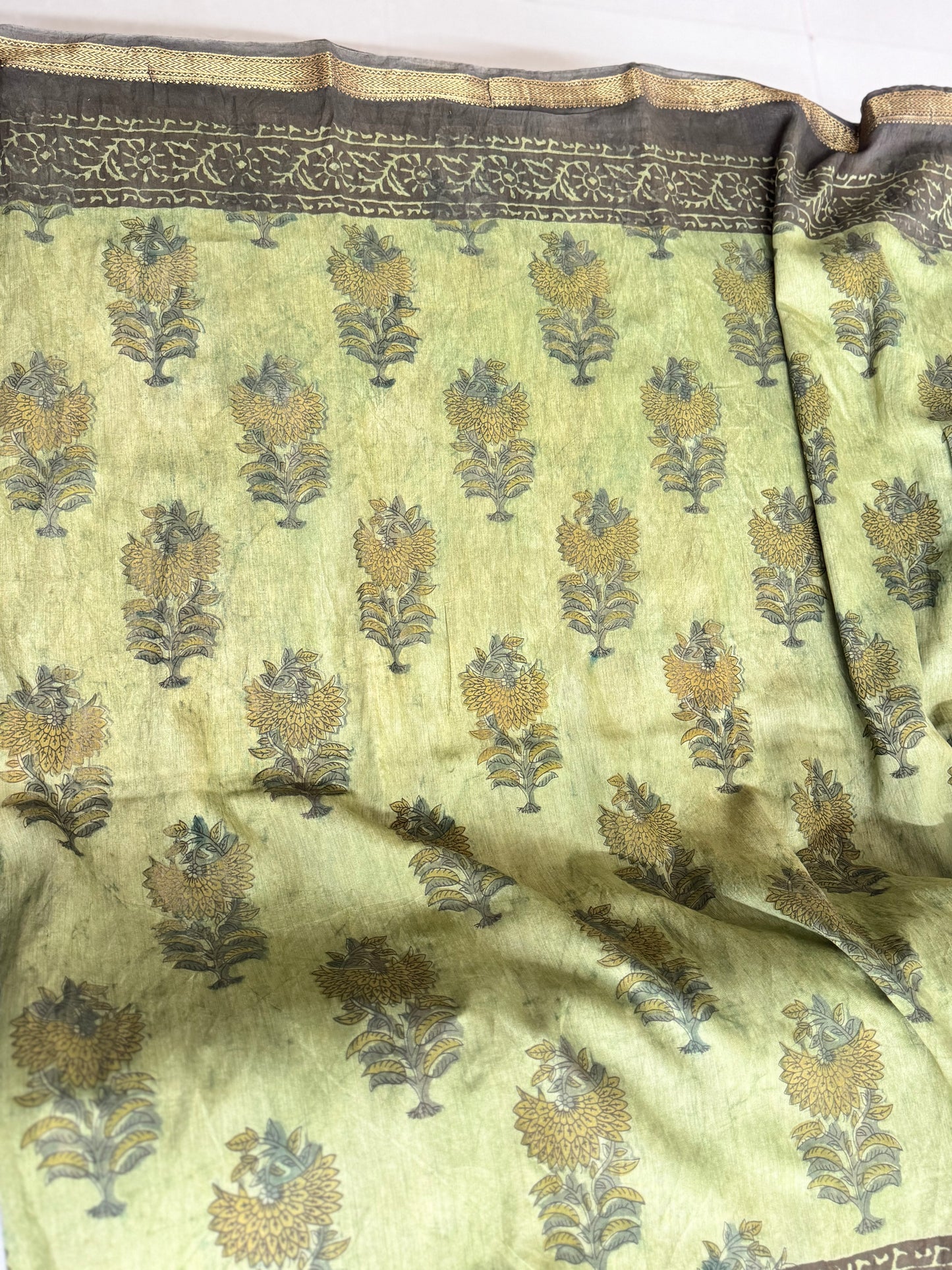 Green Maheshwari Cotton Zari Saree