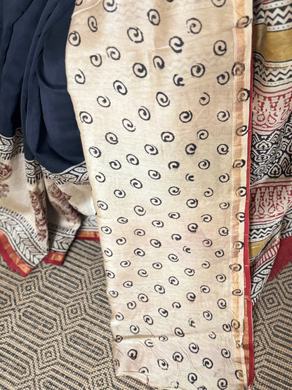 Black Chanderi Silk Cotton Saree