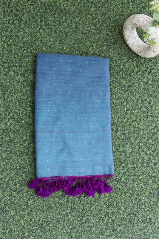 Teal Sequin Mul Cotton Saree