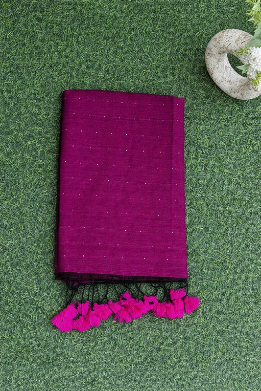 Purple Sequin Mul Cotton Saree